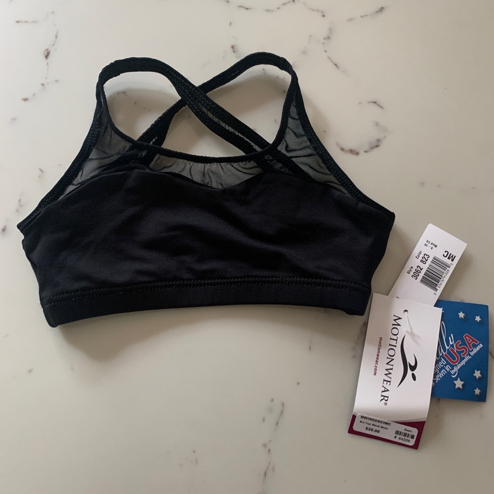 Motionwear Bra Top: Black Mesh